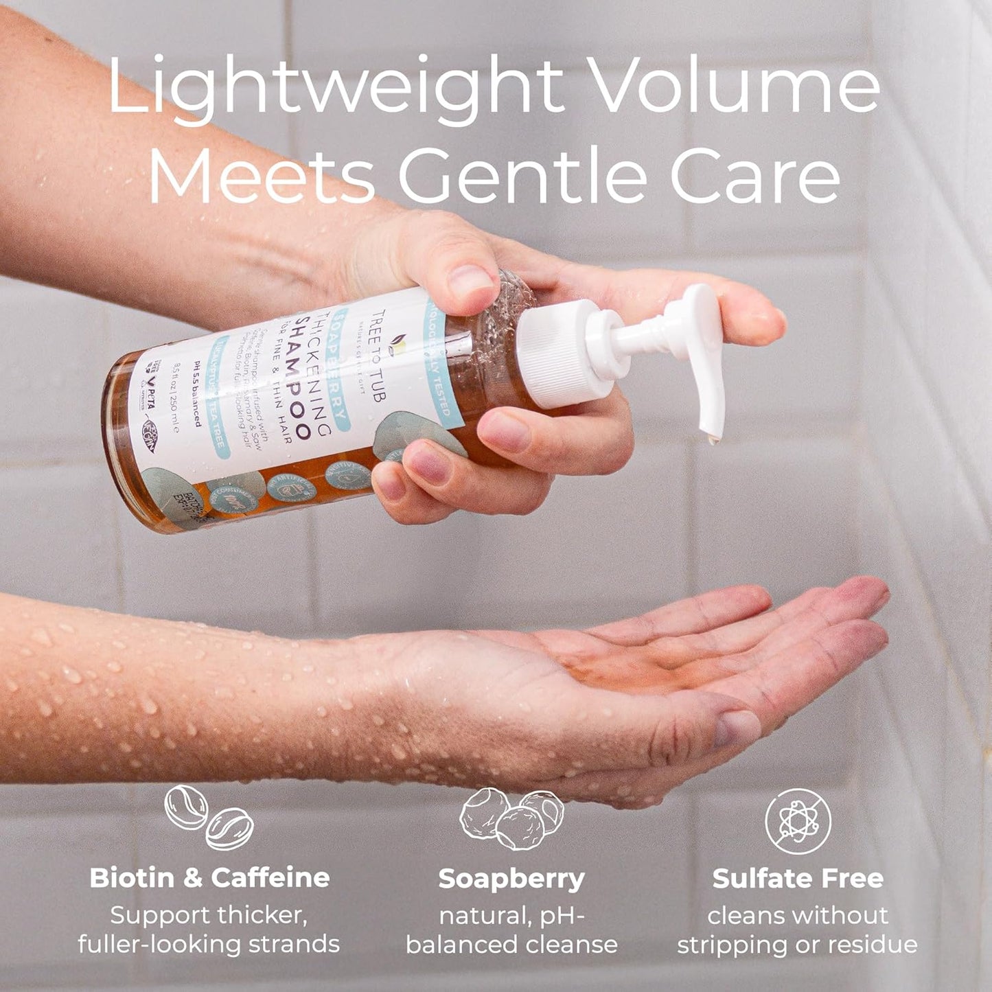 Biotin Fine Hair Thickening Shampoo - Sulfate-Free Argan Oil Formula for Fuller Volume | Gentle for Women & Men