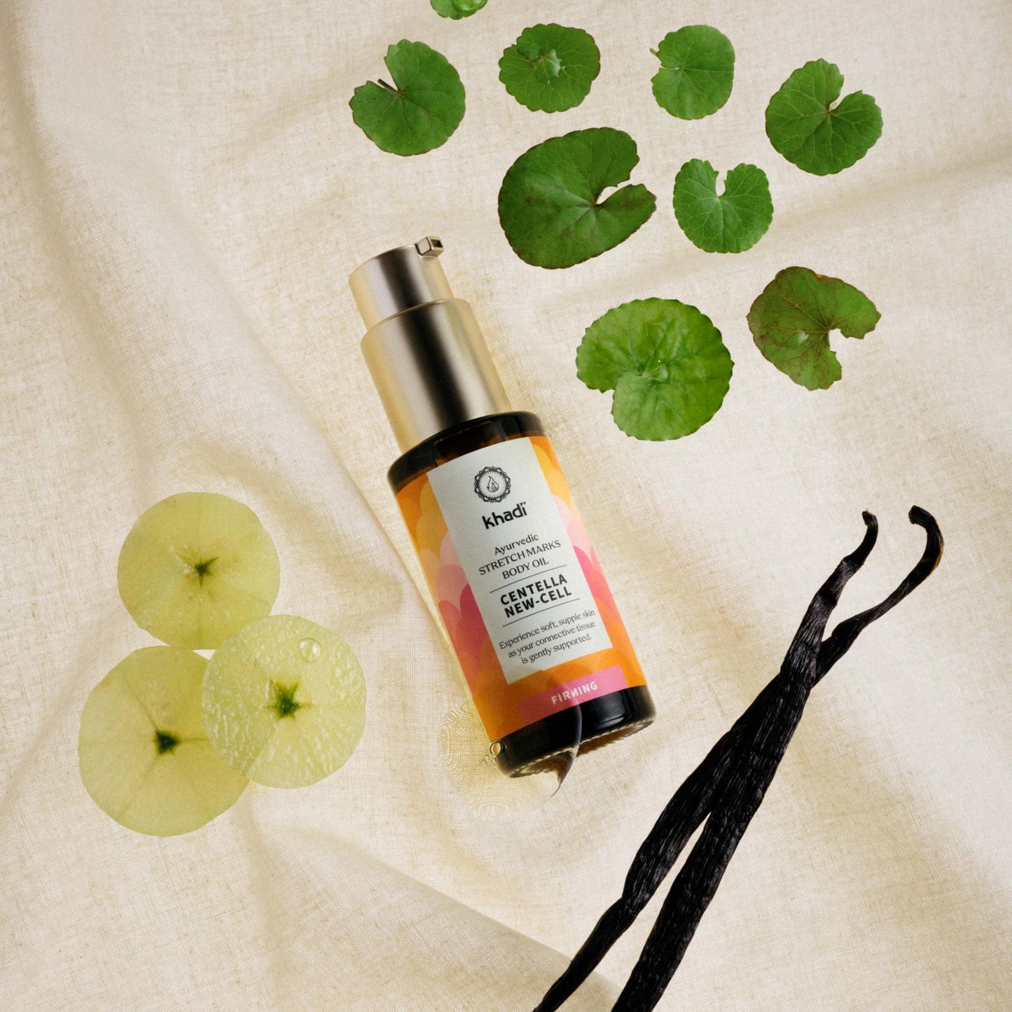 KHADI CENTELLA NEW-CELL Ayurvedic Elixir Skin & Soul Body Oil, 100% Natural, Herbal & Vegan, Firming oil for your skin, Refines, Renews, and Promotes Elasticity, 1.69 oz