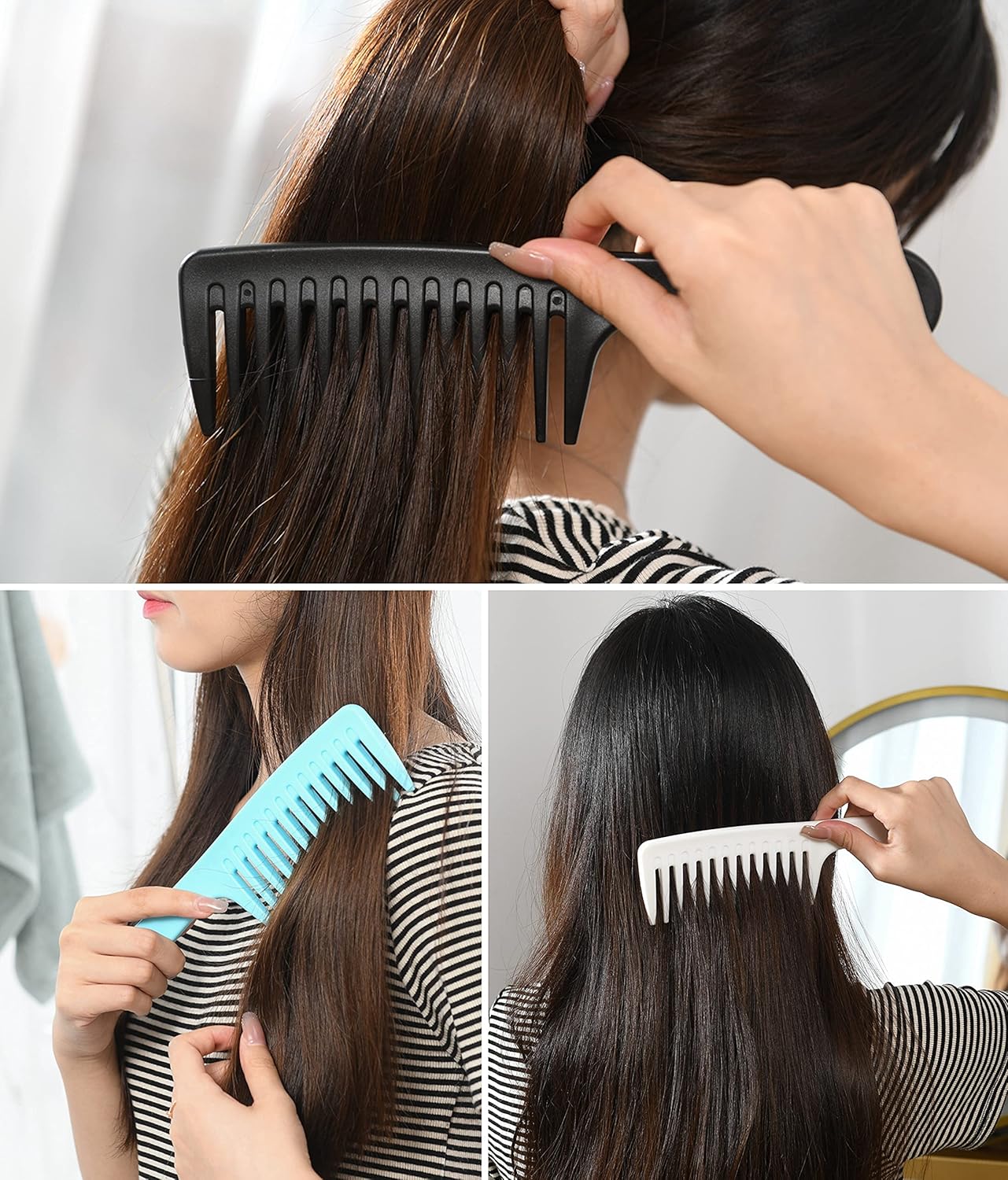 Wide Tooth Comb - Large Detangling Hair Brush for Curly & Long Hair | Durable Styling Tool for Men & Women