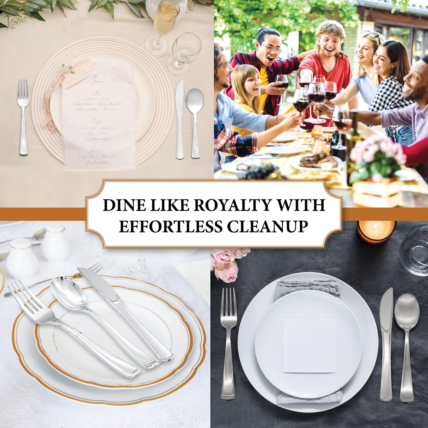 Party Essentials 50Count Hard Plastic Forks, Shiny Silver