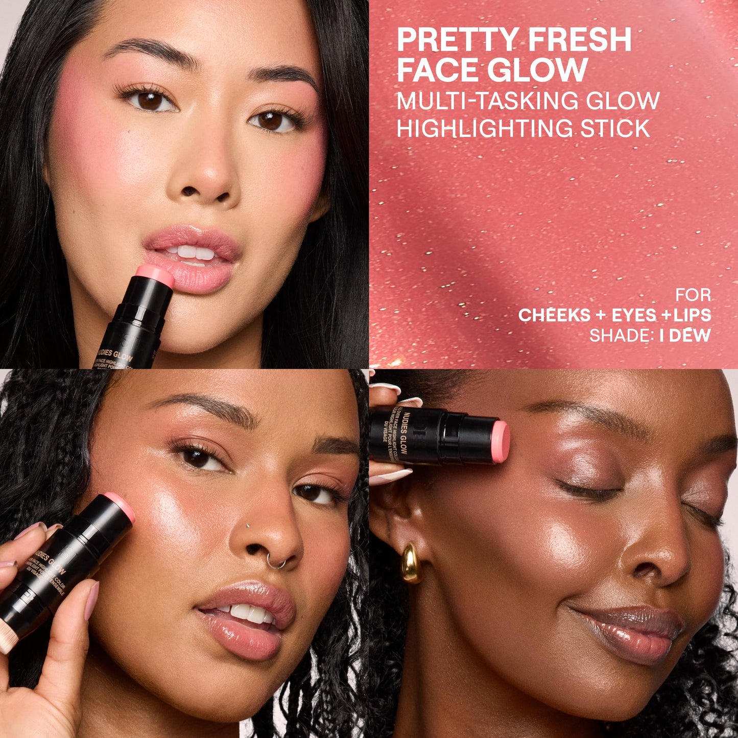 Nudestix Nudies Glow Highlighter Stick – Multi-Use Cream Highlighter for Face, Eyes & Body with Built-In Brush | Dewy, Radiant Finish for All Skin Tones | Clean, Vegan, Travel-Friendly Makeup (I Dew)