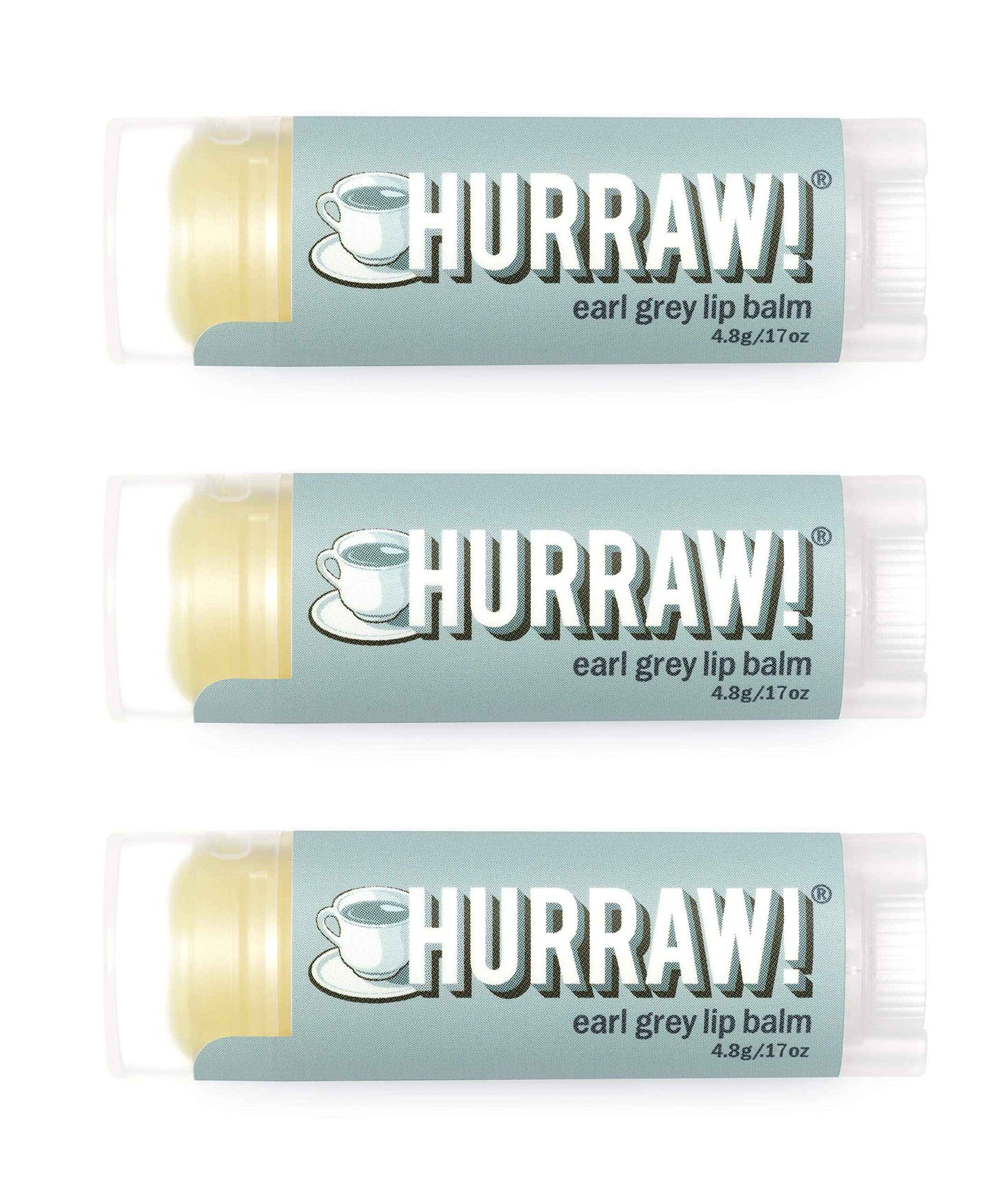 Hurraw! Earl Grey Lip Balm, 3 Pack: Organic, Certified Vegan, Cruelty and Gluten Free. Non-GMO, 100% Natural Ingredients. Bee, Shea, Soy and Palm Free. Made in USA