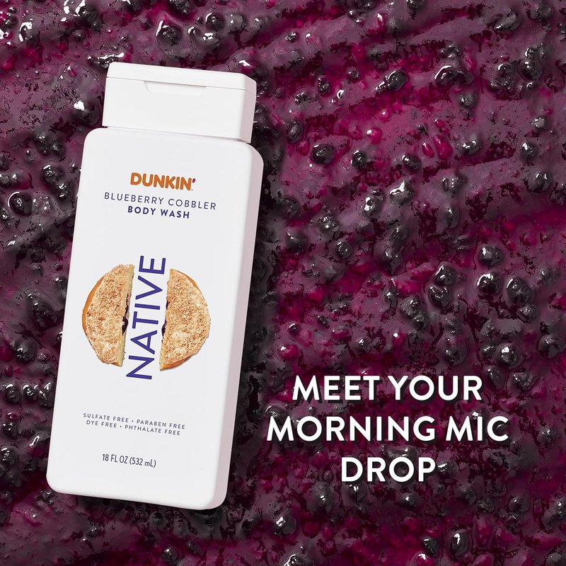 Native Body Wash - Dunkin Blueberry Cobbler Scent | Naturally Derived, Sulfate & Paraben Free | 18 oz for Soft, Hydrated Skin