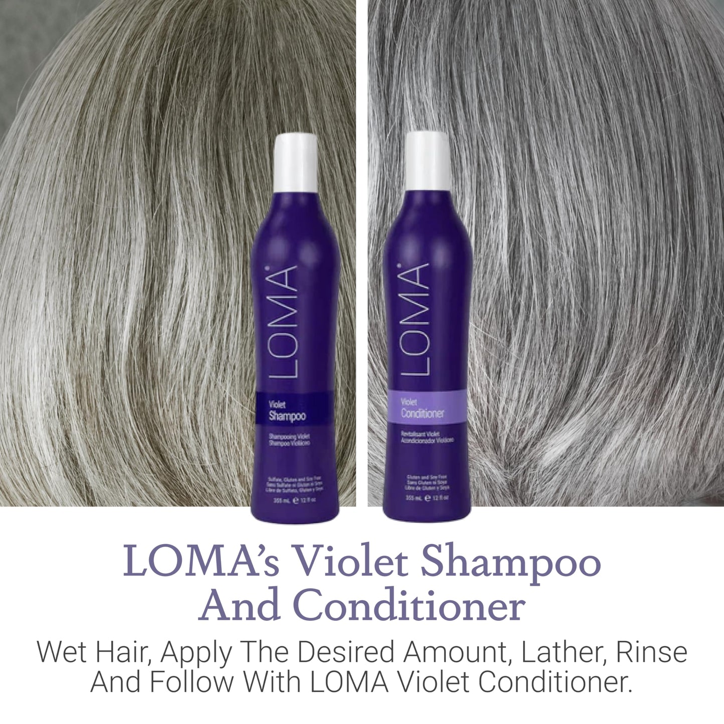 Loma Hair Care Violet Shampoo Violet Conditioner Duo, 12 Fl Oz , 2 Count (Pack of 1)