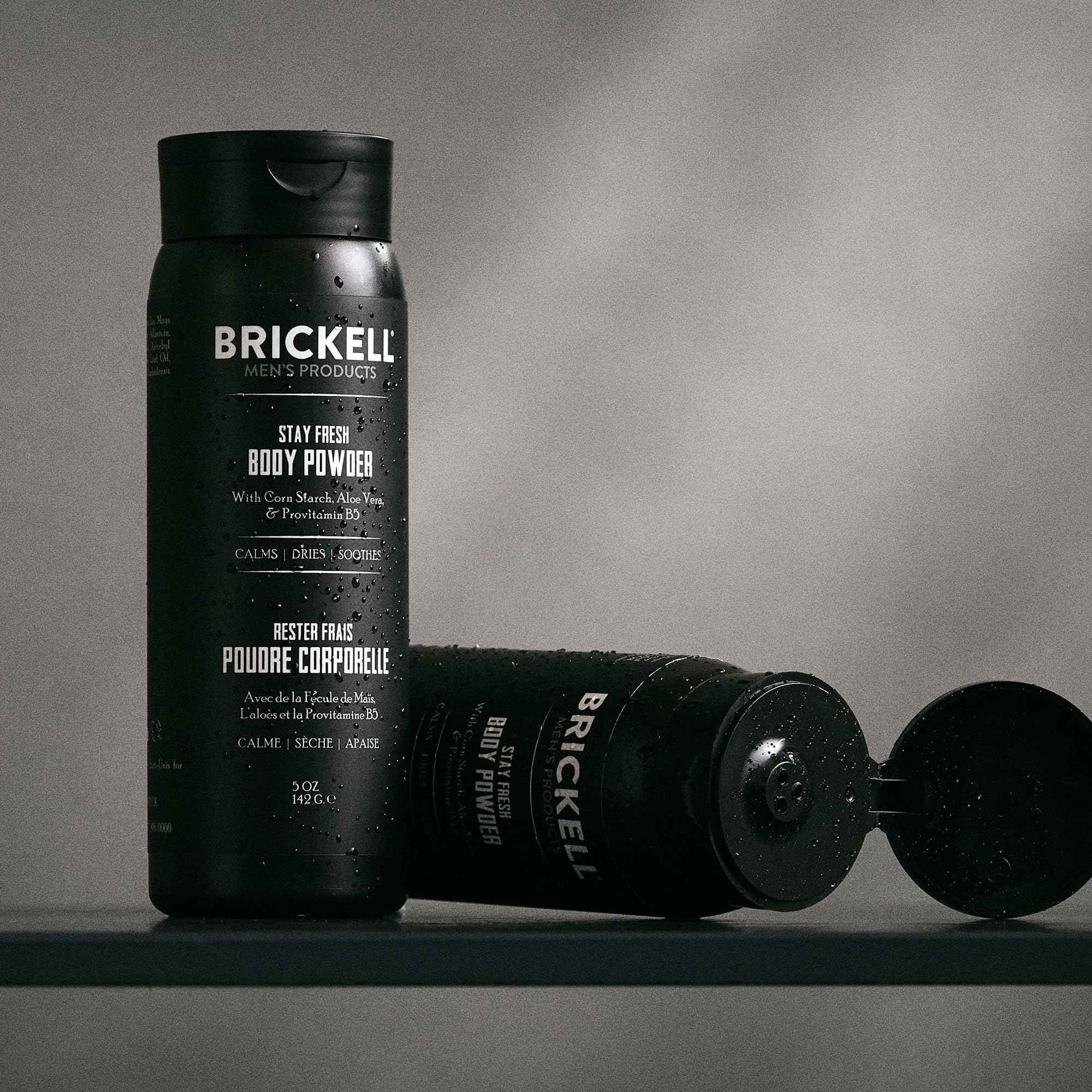 Brickell Men's Products Stay Fresh Body Powder for Men, Natural and Organic Talc-Free, Absorbs Sweat, Keeps Skin Dry, Scented, 5 oz