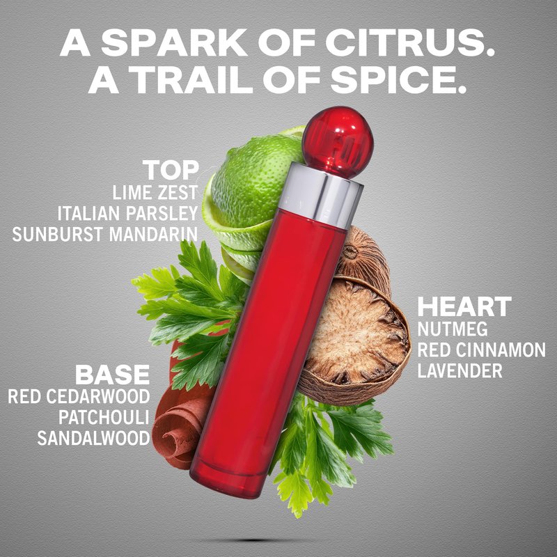 Perry Ellis 360° Red Eau De Toilette Spray for Men - Mens Cologne, Long Lasting Perfume, EDT, Fragrance with Notes of Clove, Cinnamon & Patchouli - 1.7 fl oz (50 mL)