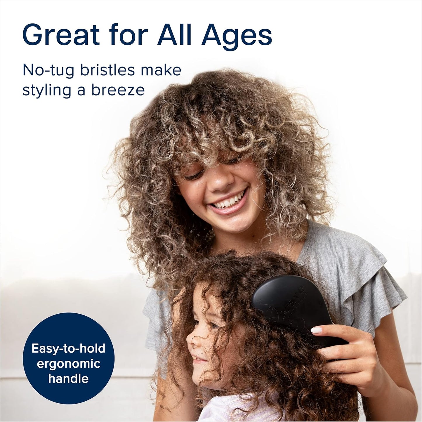 Detangling Brush for Curly & Straight Hair - Glide Thru Hair Comb for Adults & Kids | Black