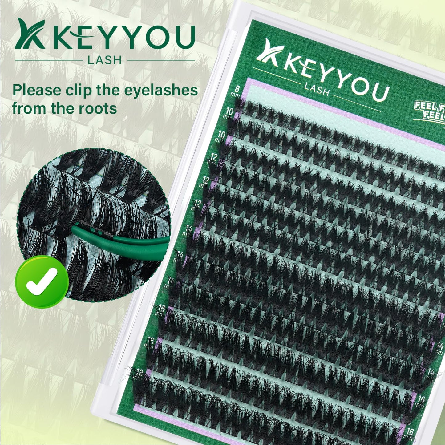 KEYYOU Flaunt Lash Clusters Kit 3D Spider DIY Lashes Extension Kit Thick Eyelash Clusters 144pcs Individual Lashes Fluffy Wispy Volume Lashes with Waterproof Lash Bond and Seal & Remover (F01)