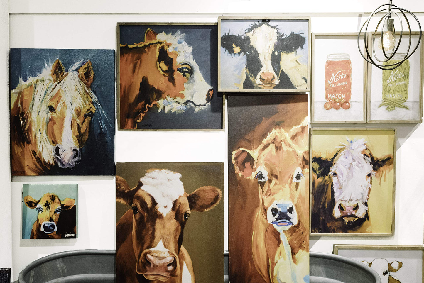 Creative Co-Op Canvas Wall Décor with Cow Image