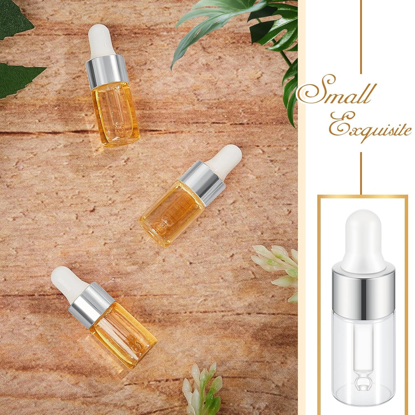 Mini Glass Oil Dropper Bottles - 100 Pcs 3ml Clear Essential Vials for Travel | Perfect for Perfume & Samples