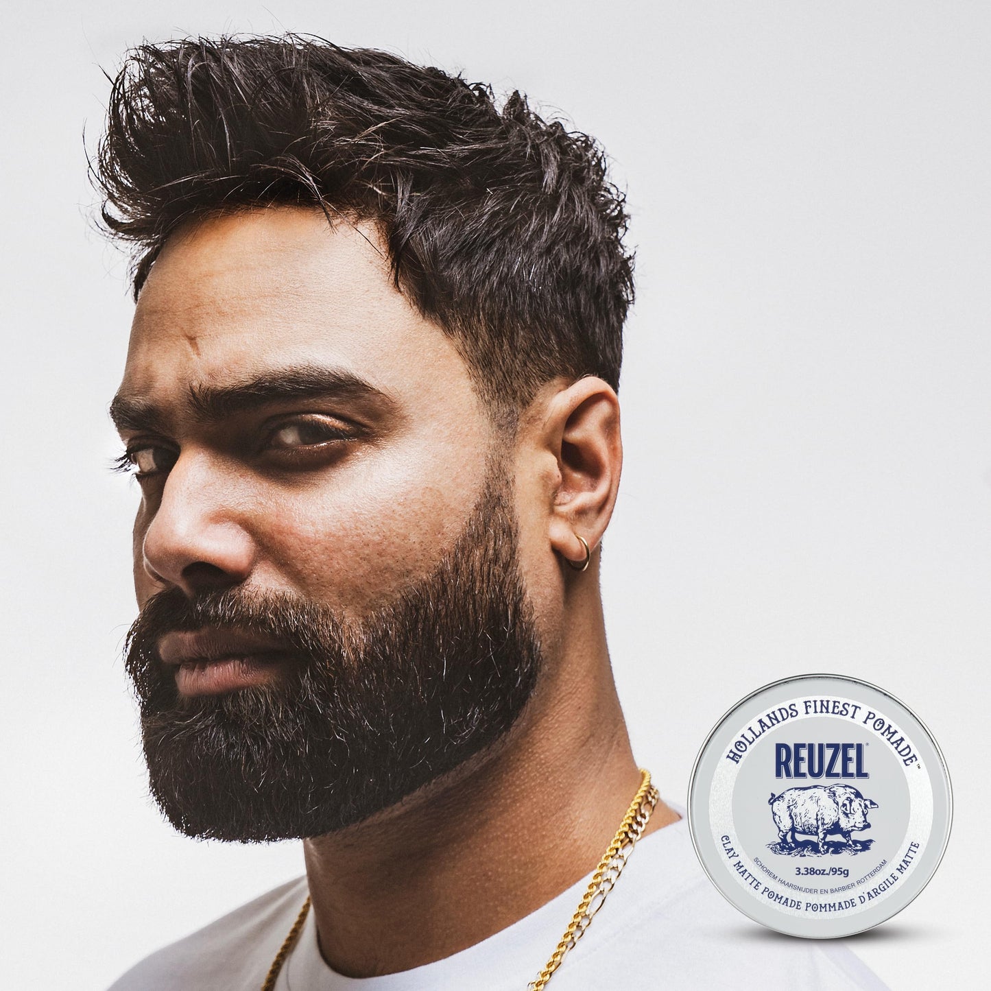 REUZEL Clay Matte Pomade, Medium All Day Hold, Water Soluble Styling, Matte Finish and Flake Free, Easy To Wash Out, For All Hair Types