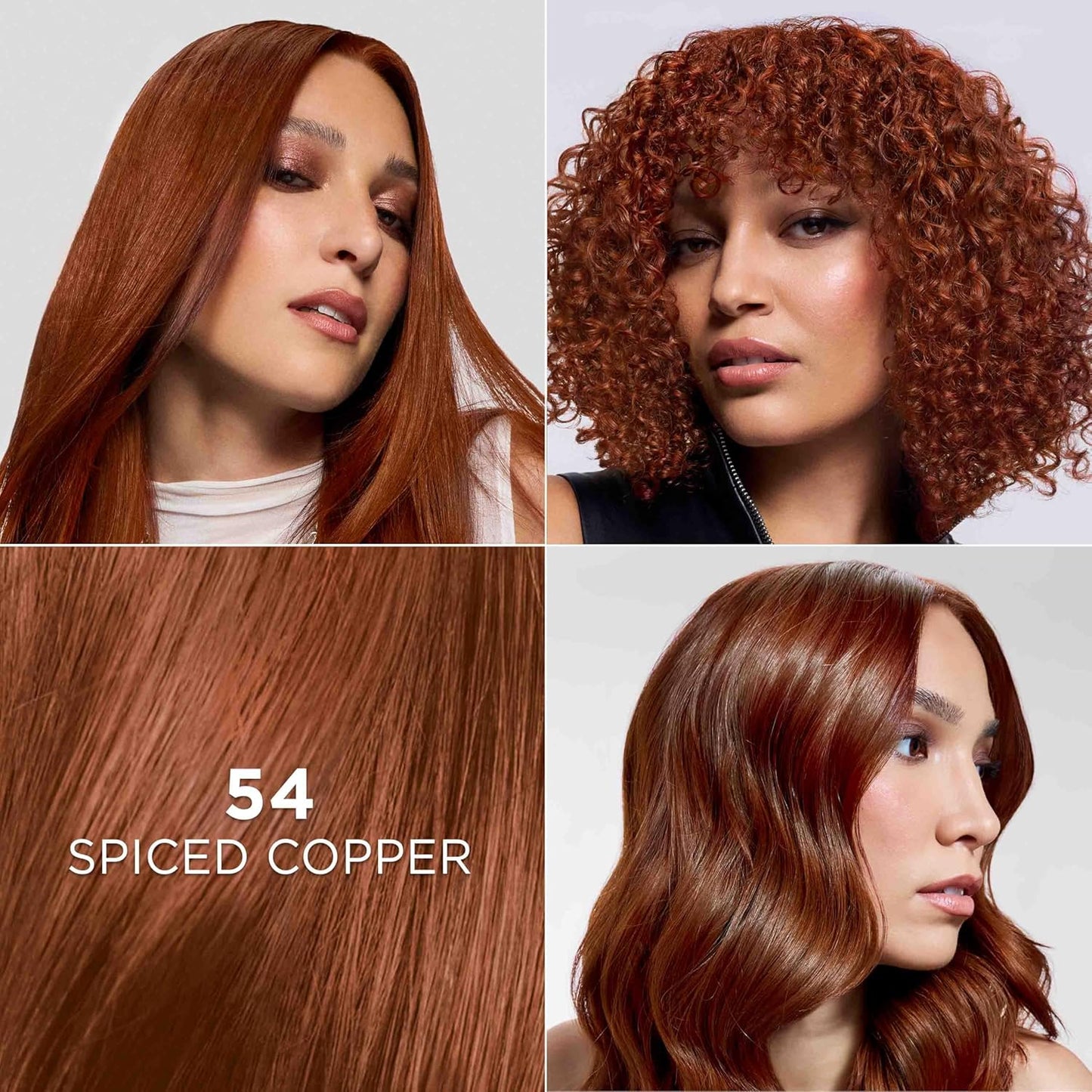 L'Oreal Paris Feria High Intensity Hair Color - Multi-Faceted Shimmering Dye | 54 Spiced Copper, 1 Kit