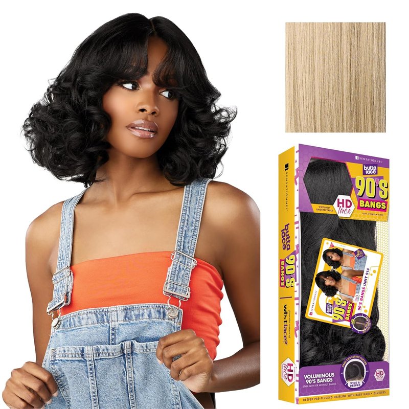 Sensationnel Butta Lace 90S Bangs Wig - Glueless Synthetic Hair with Pre-Plucked Hairline | Beige Blonde