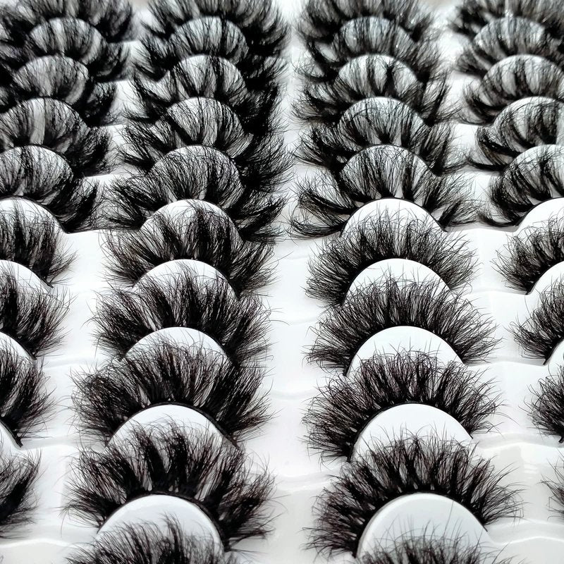 Fluffy Mink Lashes 20 Pairs Dramatic Thick Long 5D False Eyelashes 20mm 4 Styles D Curl Fake Eyelashes Pack, by Kmilro