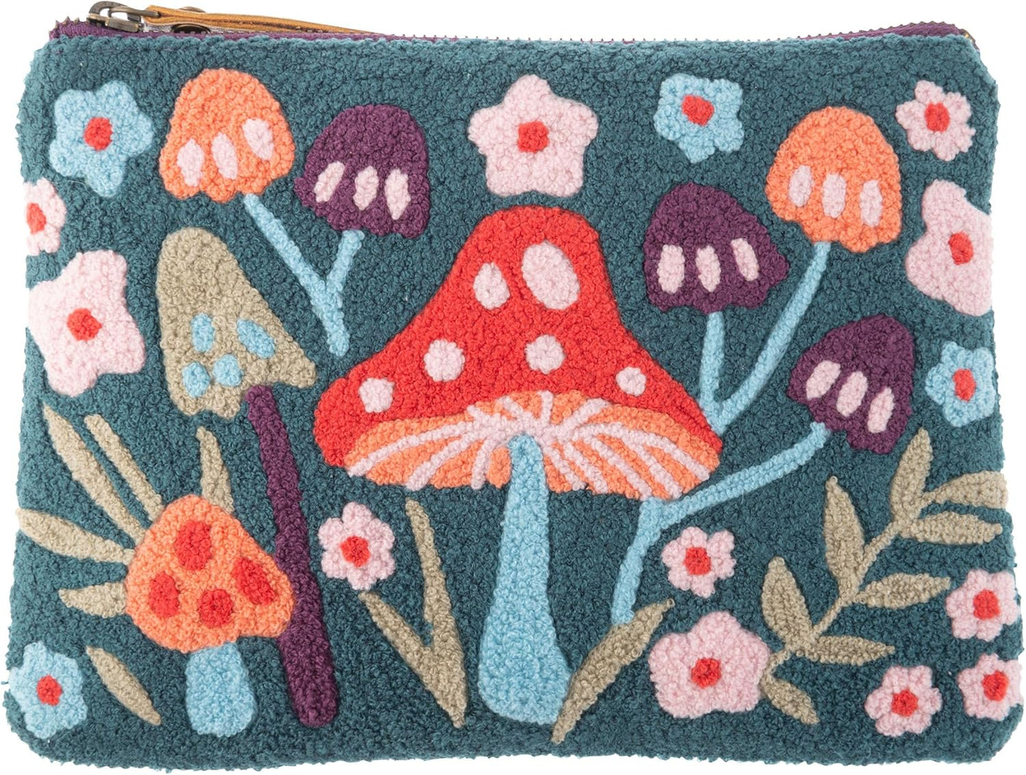 Embroidered Travel Makeup Bag - Stylish Toiletry Organizer for Women | Mushroom Design