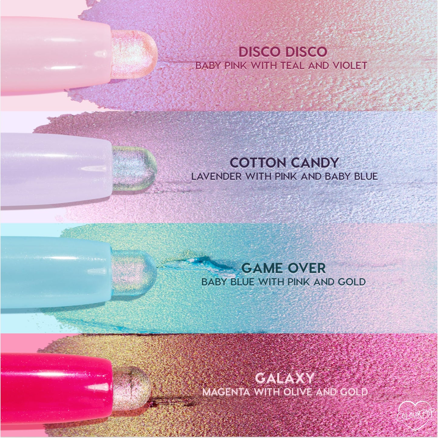 ColourPop Shadow Stix - Multichrome Cream Eyeshadow Stick with Long-Lasting Color - Multi-Use Cream Makeup with a Built-In Sharpener & Precise Tip for Easy Application - Cotton Candy (0.05 oz)