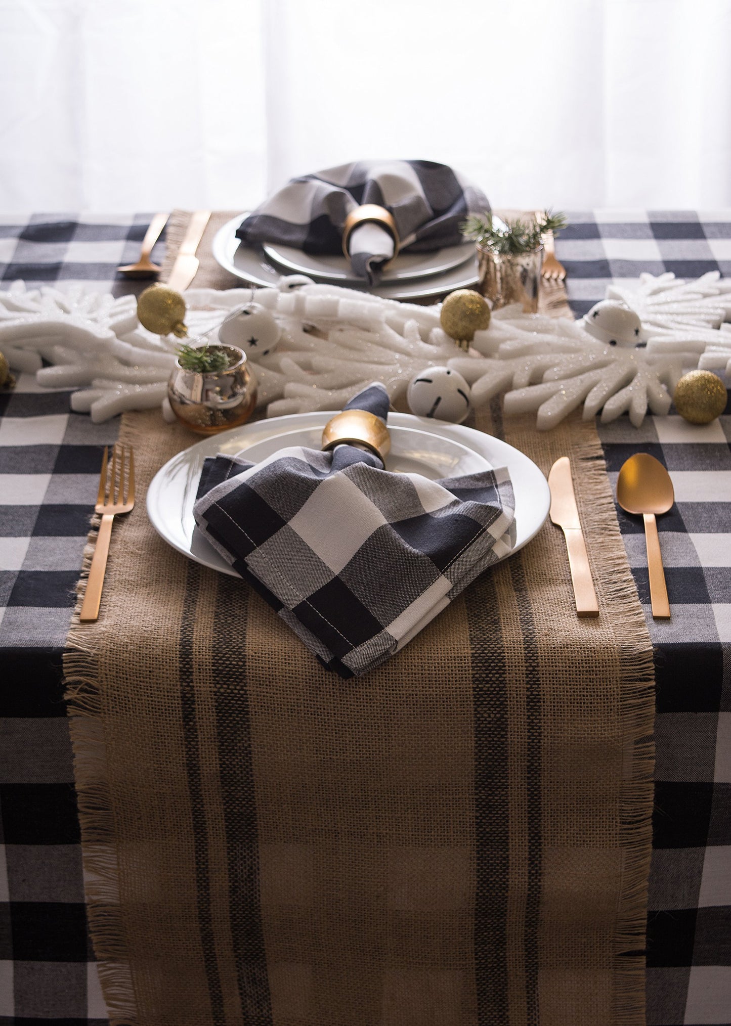DII Jute Burlap Collection Kitchen Tabletop, Table Runner, 14x72, Double Border Gray