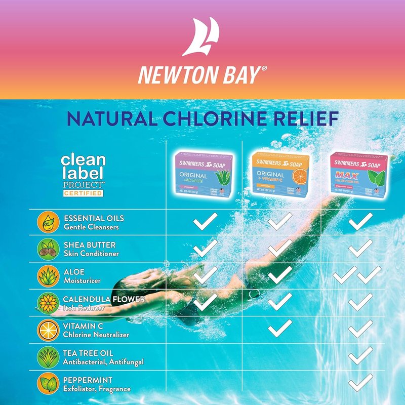 Natural Swimmers Soap Bar - Vitamin C Infused Body & Face Wash | Neutralizes Chlorine, Revitalizes Sensitive Skin | 5-Pack of 4 oz Bars