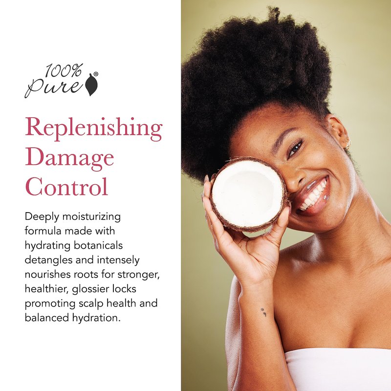 100% PURE Honey & Virgin Coconut Restorative Conditioner Moisturizer & Repair Replenishing Nutrient Boost for Dry Damaged Hair, Promotes Healthy Growth for Women & Men - Sulfate Free - 8 Fl Oz