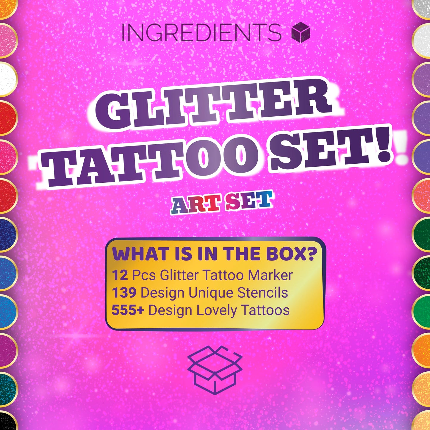 Glitter Tattoos for kids, Temporary Glitter Tattoo Markers for Skin, Glitter tattoo kit, Temporary Tattoos, face glitter, party bag fillers, girls birthday present, face glitter festival, face paint
