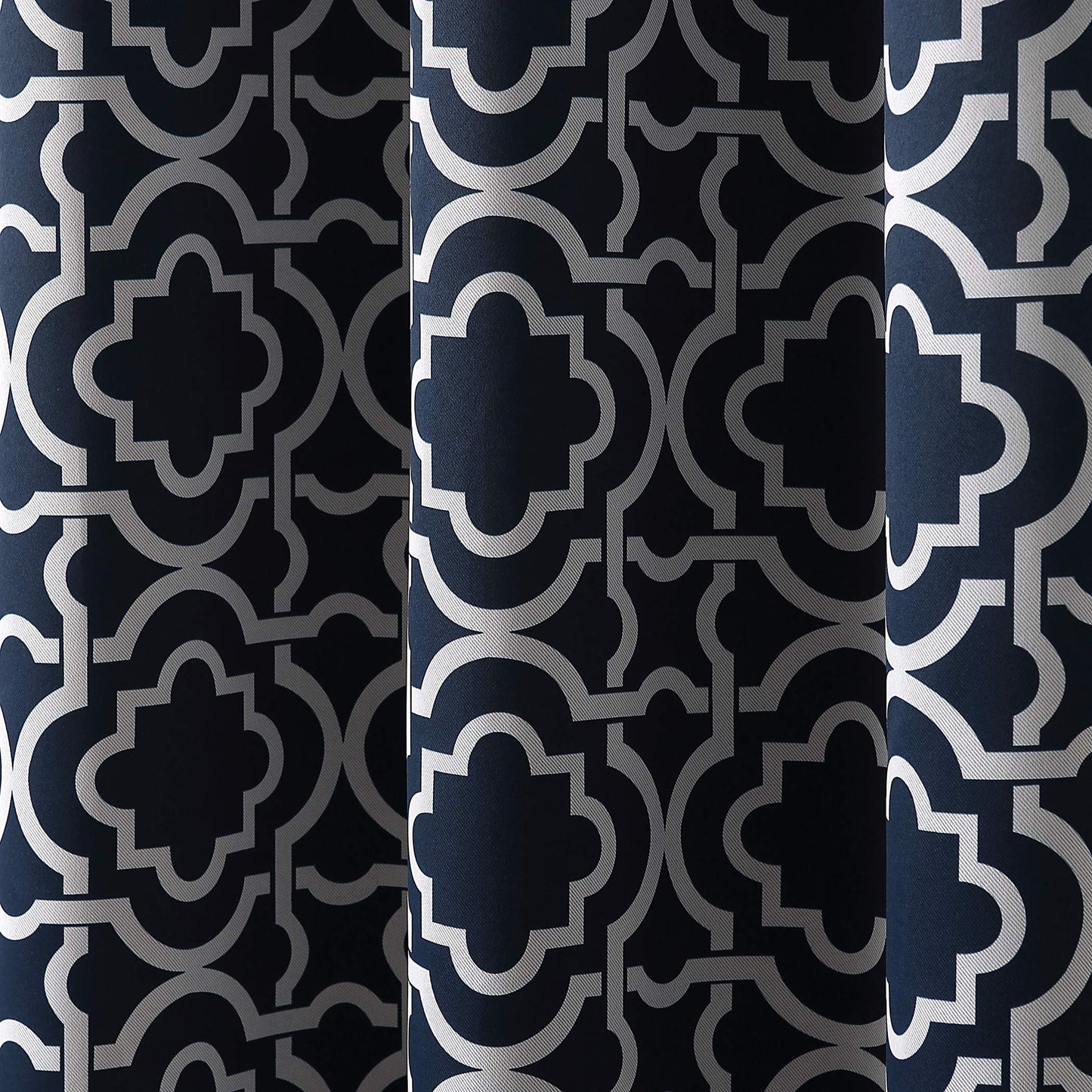 Sun Zero Barnett Trellis Blackout Grommet Curtain Panel, 40" x 63", Navy Blue
