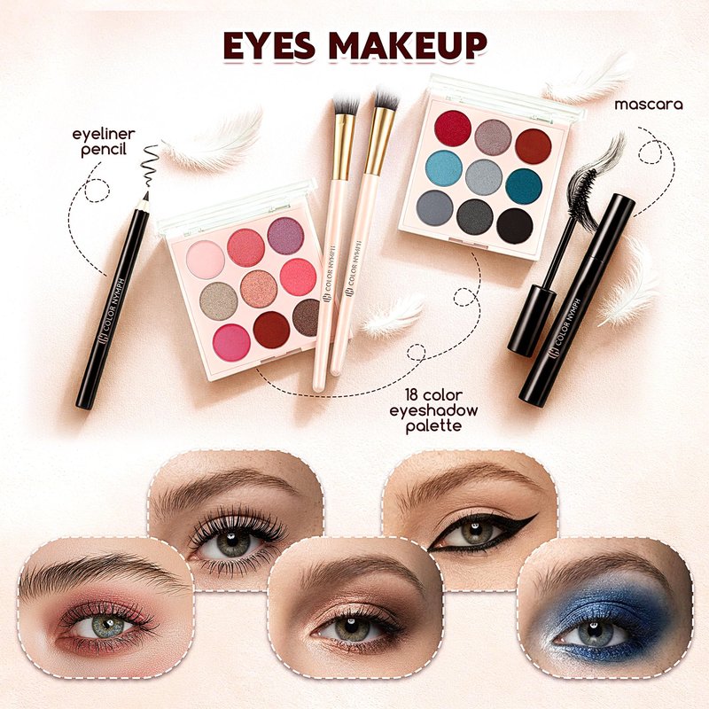 Color Nymph All In One Makeup Kit for Teen Girls Beginner, Makeup Gift Set with Eyeshadow Palette Blush Lipstick Lip Pencil Eye Pencil Brush Mascara Portable Bag - Pink