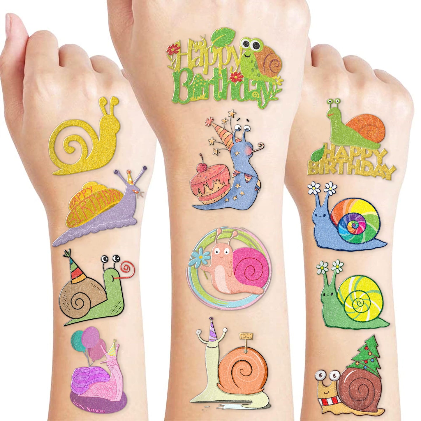 Cute Snail Temporary Tattoos 8 Sheets 81 PCS Snail Mail Party Decorations Favors Supplies Bug Snail Insect Theme Birthday Cute Stickers Christmas Gifts for Boys Girls Class School Prizes Carnival