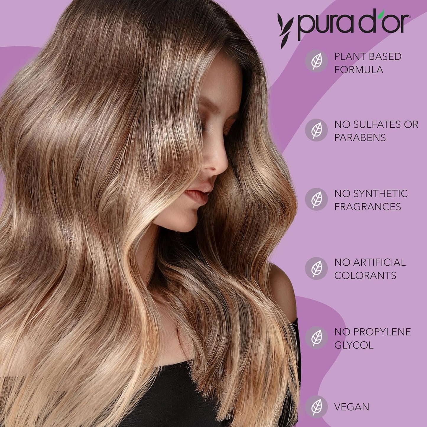 PURA D'OR Purple Shampoo & Conditioner Set - Biotin Formula for Bleached, Blonde & Silver Hair | 16oz Each