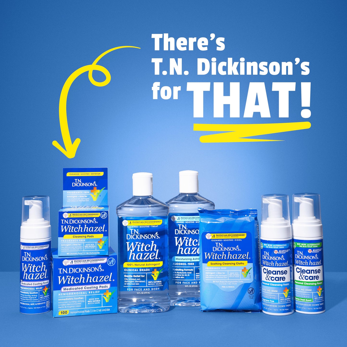 T.N. Dickinson's Astringent | 100% Natural Witch Hazel | 16Fl Oz | 6 Count