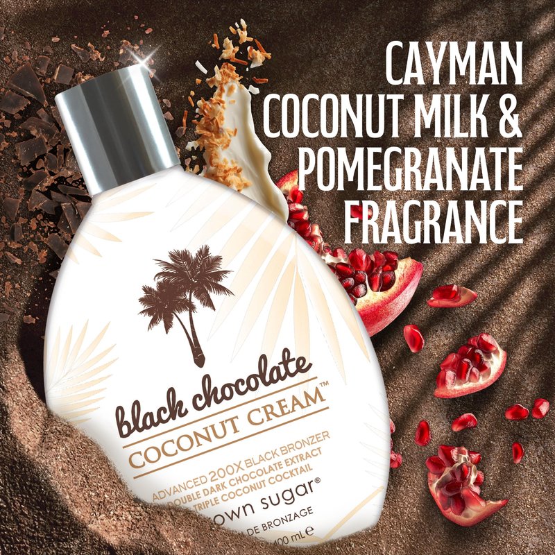 Brown Sugar Black Chocolate Coconut Cream Tanning Lotion, Advanced 200X Black Bronzer with Double Dark Chocolate Extract & Triple Coconut Cocktail, 13.5 Fl Oz