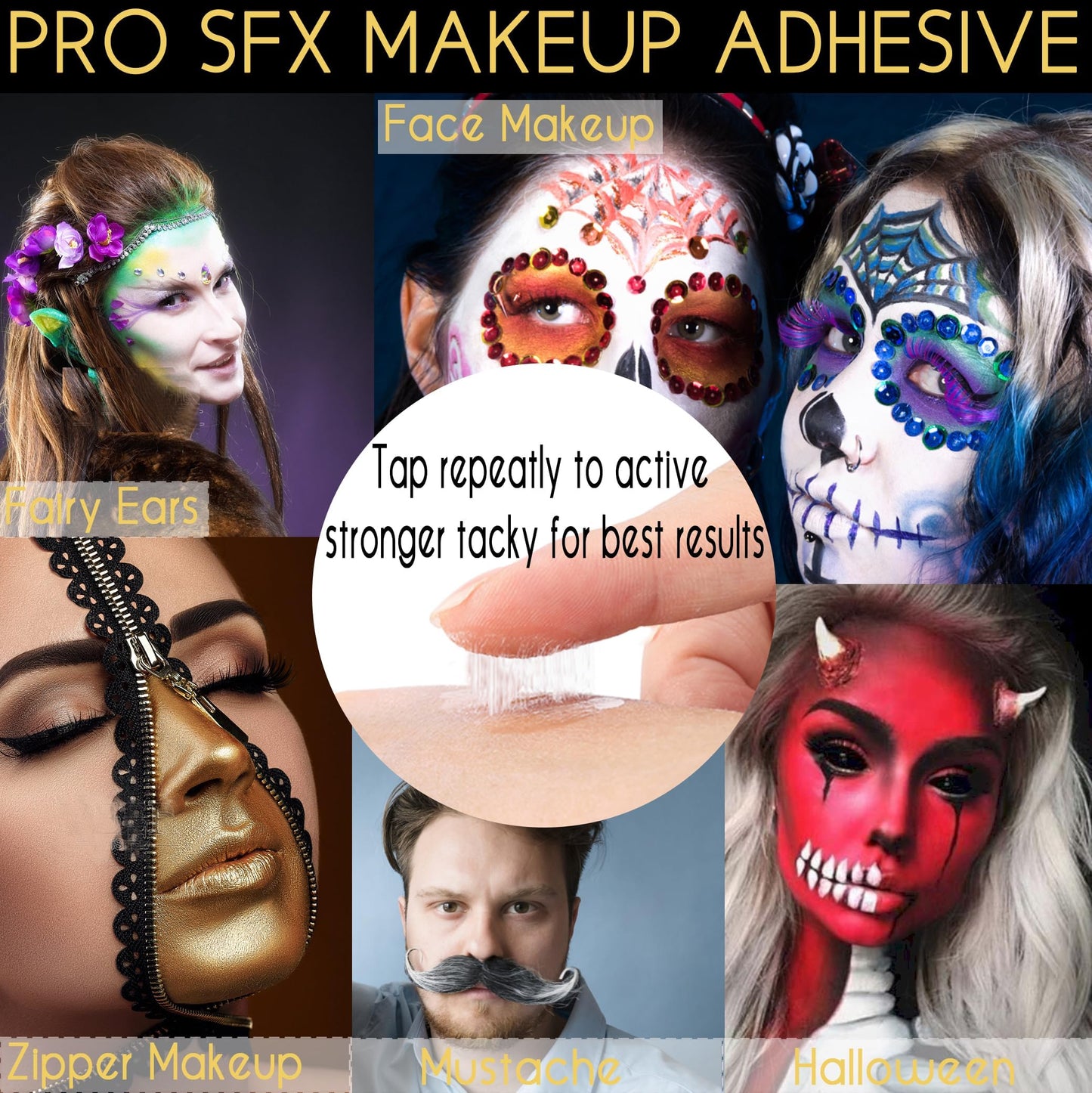 CCbeauty 15ml Spirit Gum Adhesive And 50ml Remover SFX Makeup Kit, Professional Bald Cap Glue For Costume, Special Effects Body Skin Wig Prosthetics Glue For Halloween Cosplay Stage Theatre Makeup