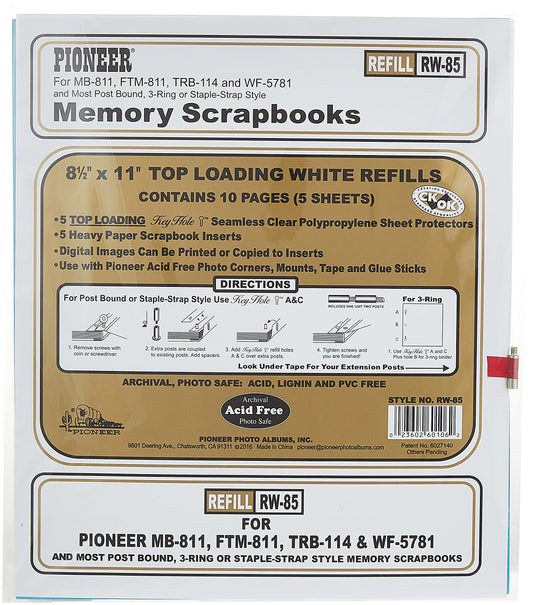 Pioneer Page Protector 8.5X11 5pk Holds 10 Pages W5 Inserts