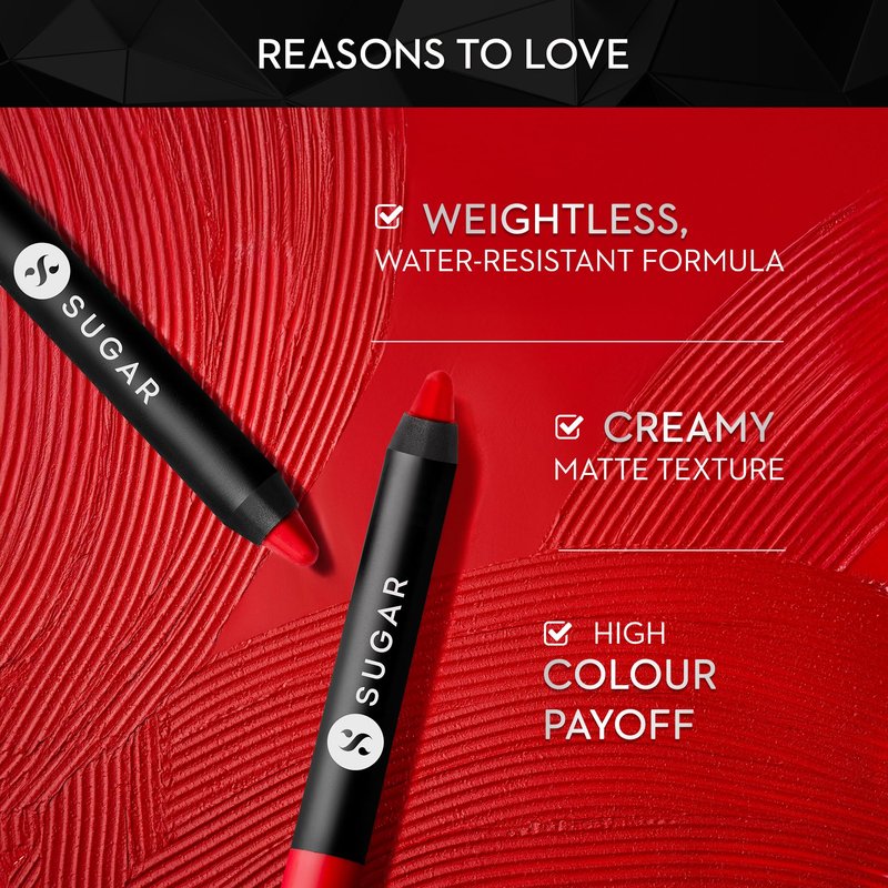 SUGAR Cosmetics Matte as Hell Crayon Lipsticks for Women Lasts Up To 8+ Hours Lip Crayon with Sharpener 2.8 g (Pack of 1) 15 STEPHANIE PLUM