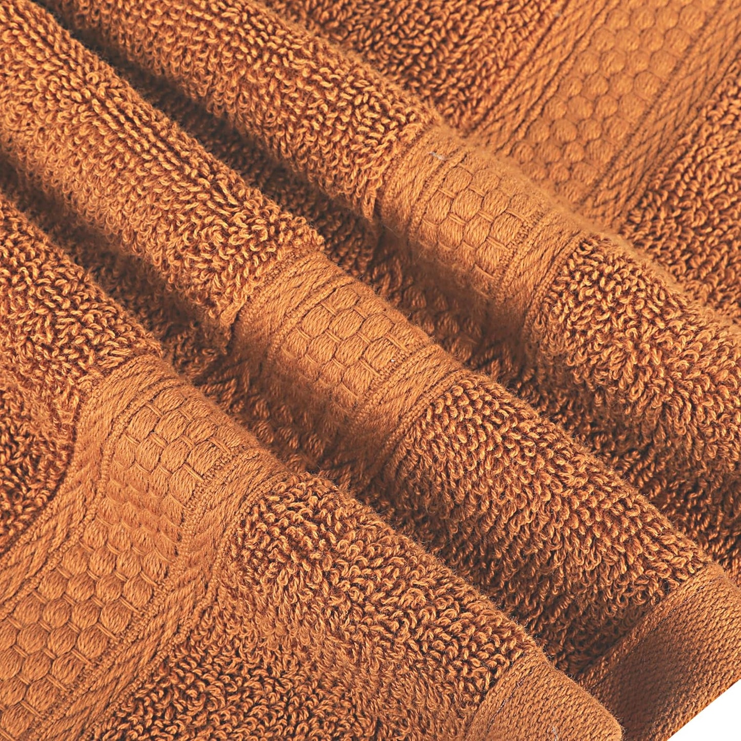 Ultra Soft Wash Cloths Set - 100% Ring Spun Cotton, Quick Dry & Highly Absorbent | 12 Piece, 13x13 Inches, Burnt Caramel