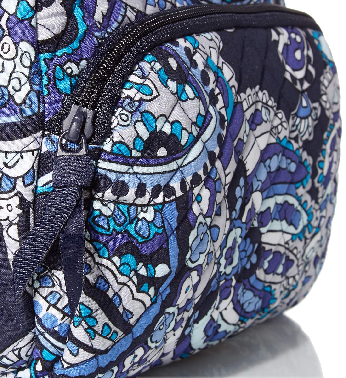 Vera Bradley Women's Cotton Lay Flat Cosmetic Makeup Organizer Bag, Deep Night Paisley, One Size