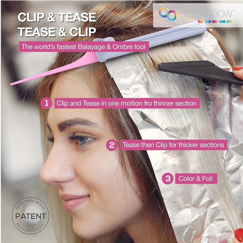 Teasing Comb Set - 5 Pack ColorBow Teasing Clips for Highlights & Balayage | Hair Styling Tools