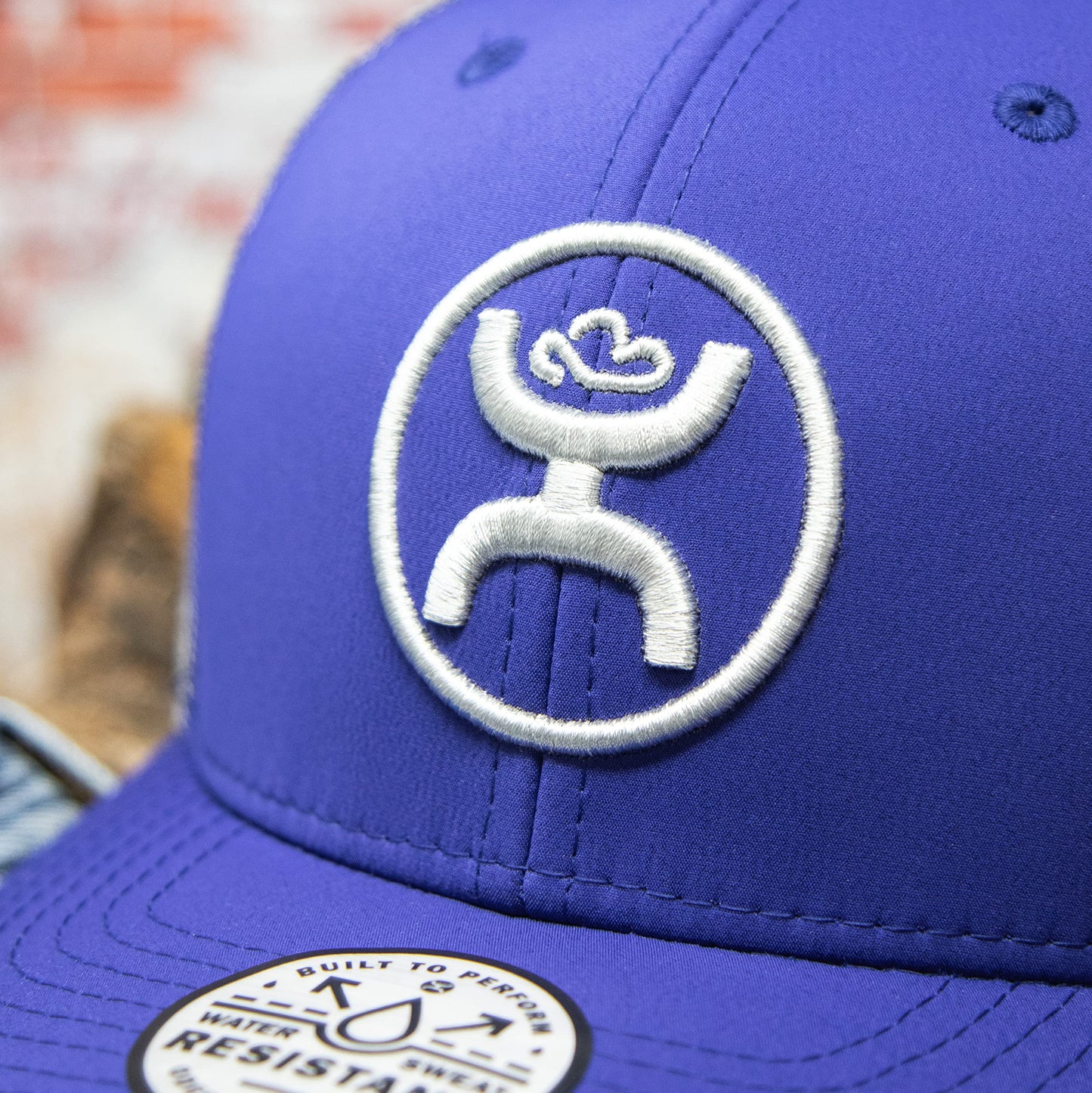 HOOEY O Classic 6-Panel Adjustable Trucker Hat w/Logo (Royal Blue/Grey)