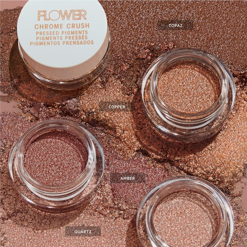 FLOWER BEAUTY By Drew Barrymore Chrome Crush Eyeshadow - Gel Powder + Buildable Formula - Shimmer + Glitter - Eyeshadow Topper (Copper)