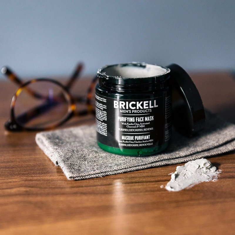 Brickell Men's Charcoal Face Mask - Detoxifying Skin Care with Kaolin Clay & Hyaluronic Acid | 4 oz, Unscented