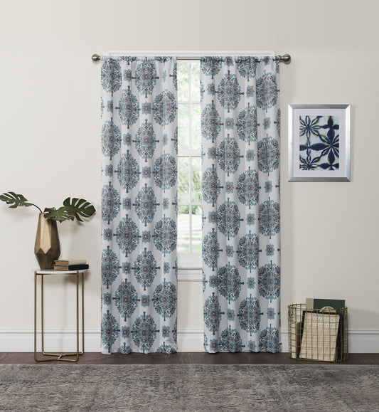 ECLIPSE Blackout Curtains for Bedroom - Olivia 37" x 63" Insulated Darkening Single Panel Rod Pocket Window Treatment Living Room, Aqua