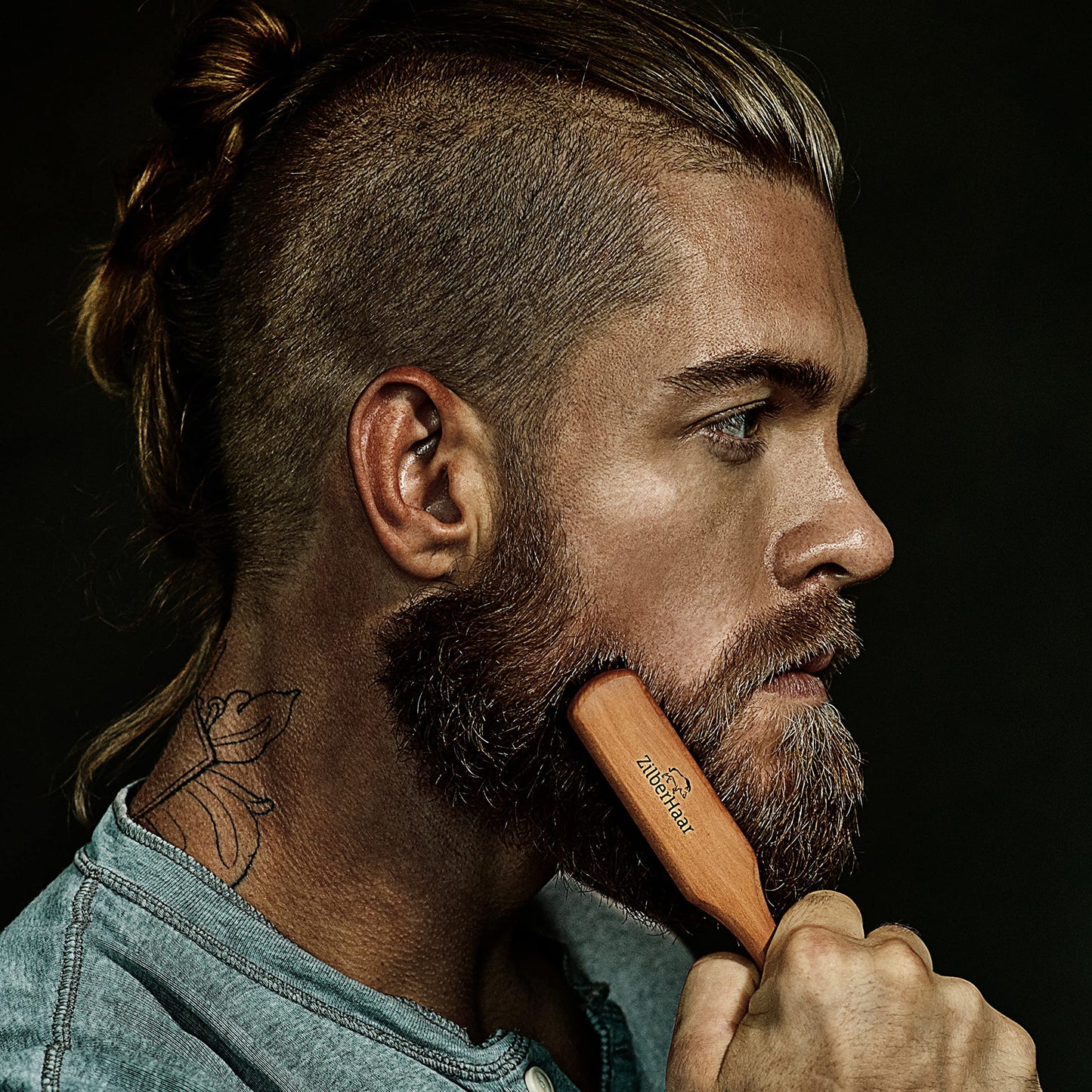 Beard Brush by ZilberHaar - Stiff Boar Bristles for Men's Grooming - Straightens and Promotes Growth - Works with Beard Oil and Balm - For Beard Kits - 6 inches long