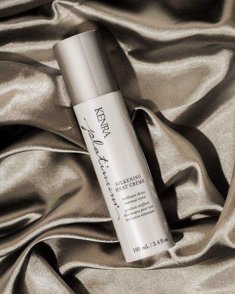 Kenra Platinum Silkening Heat Crème | Brilliant Shine Thermal Styler | Reduces Hot Tool Passes by 50% | Prevents Breakage & Improve Manageability | Heat Protectant | All Hair Types | 3.4 fl. Oz