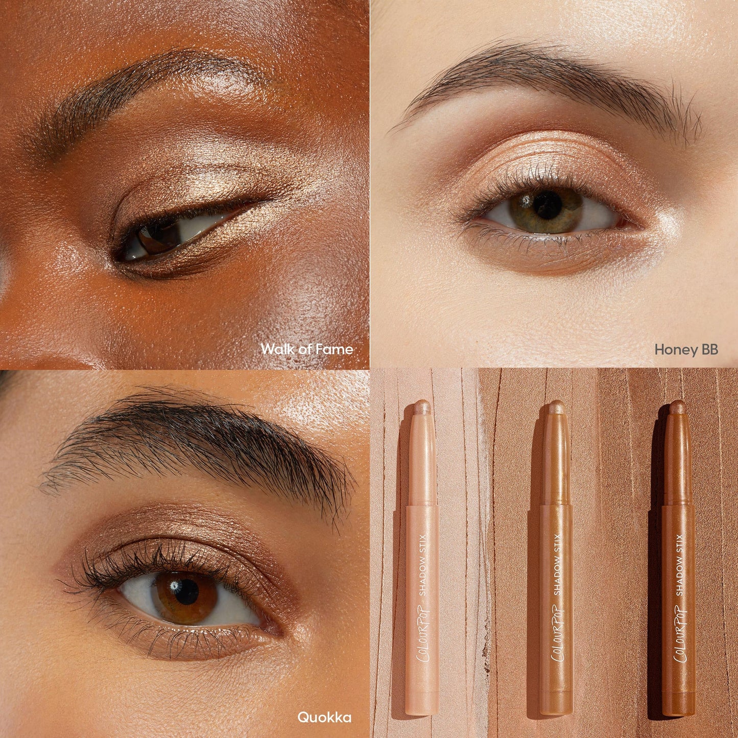 ColourPop Shimmering Golds Shadow Stix Makeup Kit - Shimmer Eyeshadow Make Up Set - Vegan & Cruelty-Free Cream Eyeshadow Sticks with High-Pigment & Metallic Finishes (3 Count)
