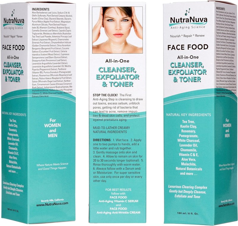 Natural Vegan Facial Cleanser - Exfoliating Toner with Tea Tree & Clay | 6 Oz, Anti-Aging, pH Restoring, Acne Fighting