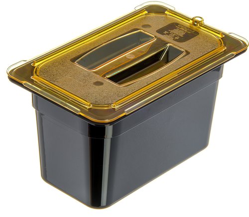 Carlisle FoodService Products 10490U13 StorPlus High Heat Universal Handled Food Pan Lid, Quarter Size, Amber