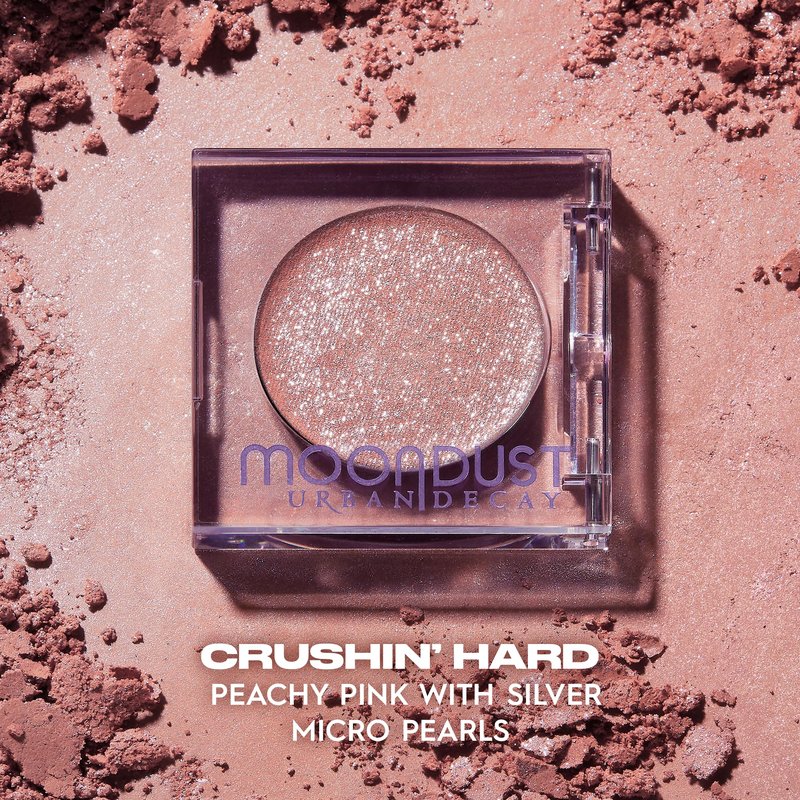 Urban Decay 24/7 Moondust Glitter Eyeshadow Single - Sparkly Eye Glitter Makeup, Long-lasting, Highly Reflective Shimmer, Eye Shadow Topper, Crushin' Hard (Peach Pink with Silver Pearls) - 0.06 oz
