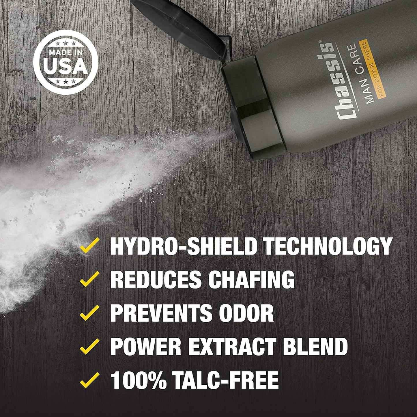 Chassis Talc-Free Body Powder for Men - Unscented Moisturizing Skin Protectant Bundle