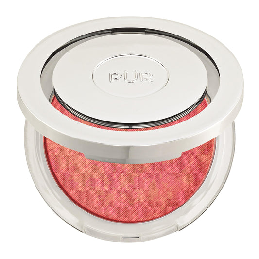 PÜR Blushing Act Powder Blush in Pretty in Peach, Satin Matte, Buildable