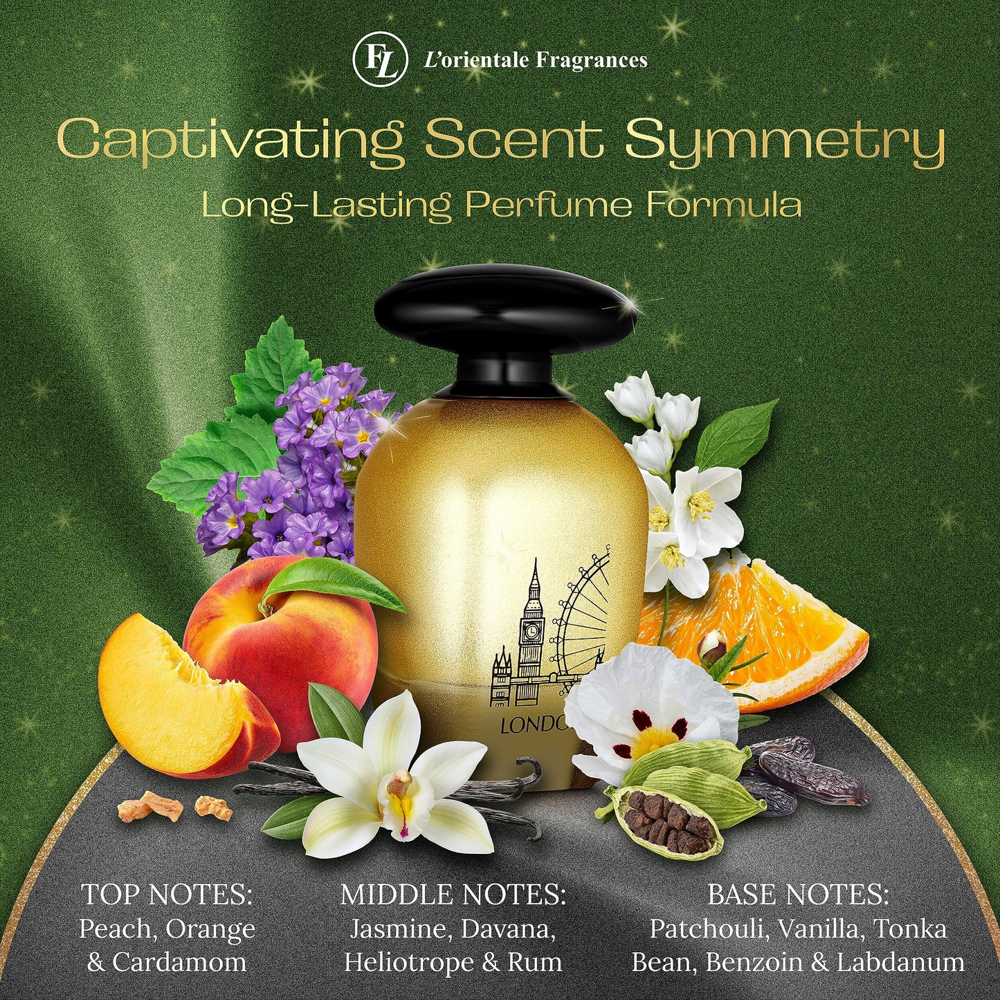 L'Orientale Fragrances Night De Paris London 100ml / 3.3oz - Oil-Based Perfumes for Women & Men, Unisex Amber Spicy Eau de Parfum - Long-Lasting Up to 24 Hours, Ideal for All Seasons